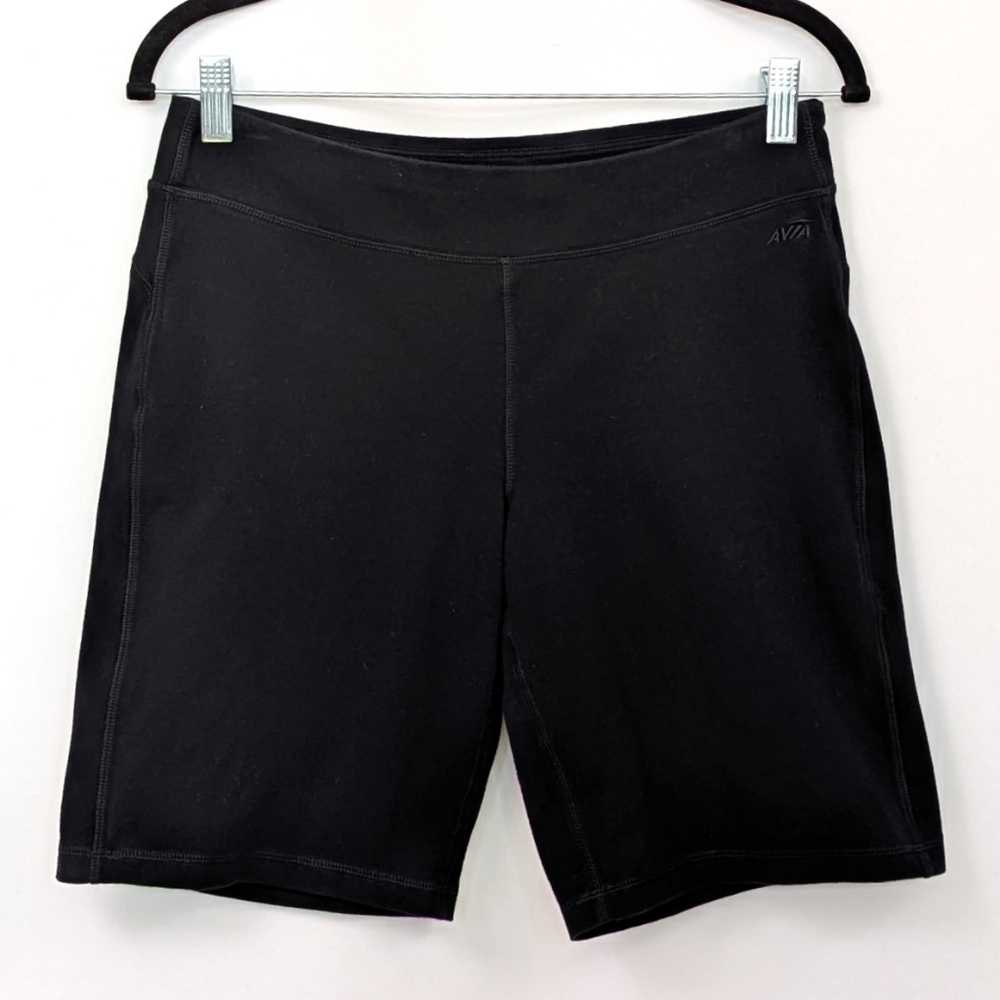 NWOT Avia Athletic Shorts Mid Thigh Length Stretchy Workout Yoga Running Black M